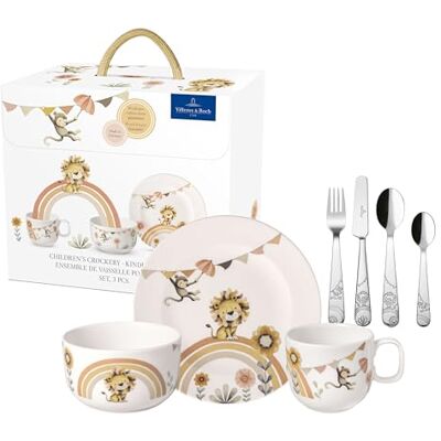 Villeroy & Boch Boho kids "Roar Like a Lion" kinderserviesset 7-delig, premium porselein, roestvrij staal, vaatwasmachinebestendig, magnetronbestendig Villeroy & Boch Boho kids "Roar Like a Lion" kinderserviesset 7-delig, premium porselein, roestvrij staal, vaatwasmachinebestendig, magnetronbestendig