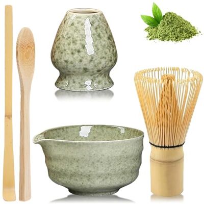 Vaileal 5 stuks matcha theeset, mixer en garde, keramische kom en mengstandaard, bamboelepel Vaileal 5 stuks matcha theeset, mixer en garde, keramische kom en mengstandaard, bamboelepel