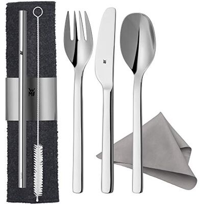 WMF my2Go Besteck Set 8-delig, outdoor reisbesteck set voor 1 persoon, campingbesteck met etui, wandelbesteck milieuvriendelijk, strohal, reinigingsborstel, cadeau WMF my2Go Besteck Set 8-delig, outdoor reisbesteck set voor 1 persoon, campingbesteck met etui, wandelbesteck milieuvriendelijk, strohal, reinigingsborstel, cadeau