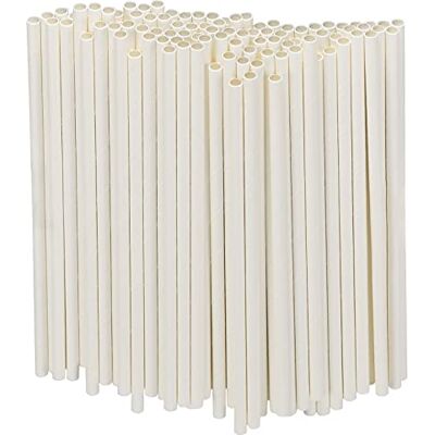 Generic 250 stuks wegwerprietjes van wit papier duurzaam en composteerbaar 19,7 x 0,6 cm Generic 250 stuks wegwerprietjes van wit papier duurzaam en composteerbaar 19,7 x 0,6 cm