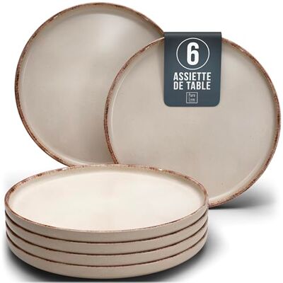 Rustieke serviesset van aardewerk, moderne tafelborden, vaatwasmachinebestendig, serviesset voor 6 personen, elegant in beige, Pure Living voor 6, dinerborden Rustieke serviesset van aardewerk, moderne tafelborden, vaatwasmachinebestendig, serviesset voor 6 personen, elegant in beige, Pure Living voor 6, dinerborden