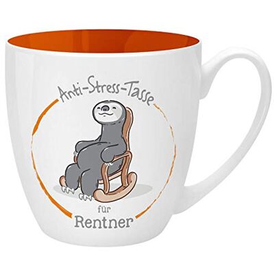GRUSS & CO 46263 Anti-stress mok voor gepensioneerde, 45 cl, van porselein New Bone China, ideaal als cadeau, rood, 1 stuk GRUSS & CO 46263 Anti-stress mok voor gepensioneerde, 45 cl, van porselein New Bone China, ideaal als cadeau, rood, 1 stuk