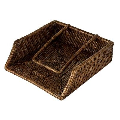 LA PORCELLANA BIANCA Botanio handdoekhouder bruin 22 x 22 x 6 cm, rotan LA PORCELLANA BIANCA Botanio handdoekhouder bruin 22 x 22 x 6 cm, rotan
