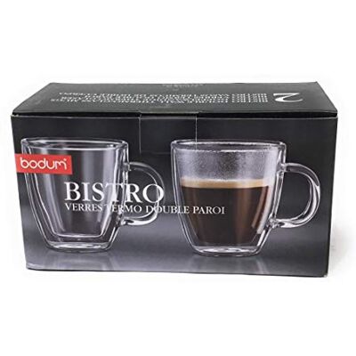 Bodum BISTRO 10602-10 set van 2 espressokopjes (dubbelwandig, vaatwasmachinebestendig, 0,15 l) transparant Bodum BISTRO 10602-10 set van 2 espressokopjes (dubbelwandig, vaatwasmachinebestendig, 0,15 l) transparant