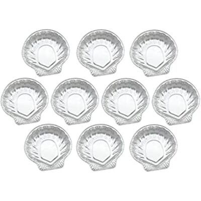 Fackelmann 2433250 10 stuks sint-jakobsschelpschalen van aluminium, aluminium, zilver, 12,6 x 12,7 x 1,6 cm Fackelmann 2433250 10 stuks sint-jakobsschelpschalen van aluminium, aluminium, zilver, 12,6 x 12,7 x 1,6 cm