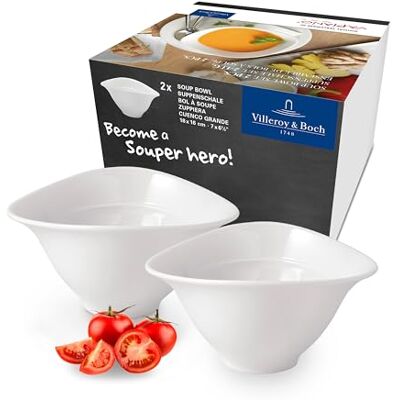 Villeroy & Boch Vapiano porseleinen soepkom, wit, 2 stuks Villeroy & Boch Vapiano porseleinen soepkom, wit, 2 stuks