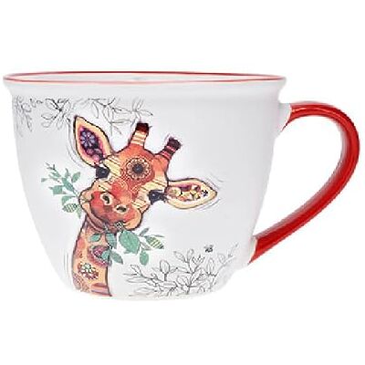 KIUB Paukkom met handvat – giraffe motief dat rustig eet – materiaal porselein – inhoud 550 ml KIUB Paukkom met handvat – giraffe motief dat rustig eet – materiaal porselein – inhoud 550 ml