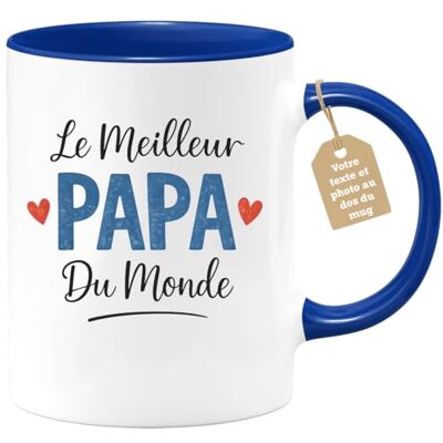 quotedazur Café-Croissant Gepersonaliseerde mok papa tekst foto mok voor Vaderdag de beste papa ter wereld grappig cadeau blauw/keramiek quotedazur Café-Croissant Gepersonaliseerde mok papa tekst foto mok voor Vaderdag de beste papa ter wereld grappig cadeau blauw/keramiek