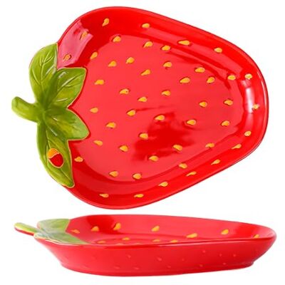 CompadreBol Dinerbord van keramiek, 23 cm/9 inch keramische borden voor fruit, salade, dessert, pasta en biefstuk, magnetron- en ovenbestendig (aardbeien) CompadreBol Dinerbord van keramiek, 23 cm/9 inch keramische borden voor fruit, salade, dessert, pasta en biefstuk, magnetron- en ovenbestendig (aardbeien)