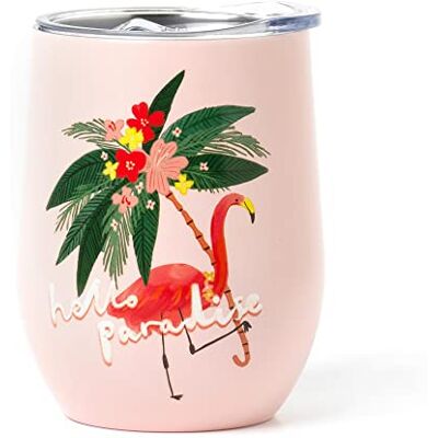 Legami Thermoglas 325 ml, Hot & Cold, Ø 9 cm, van dubbellaags roestvrij staal en kunststof, flamingo-thema, herbruikbaar, luchtdichte sluiting met rietjesgat, licht, duurzaam Legami Thermoglas 325 ml, Hot & Cold, Ø 9 cm, van dubbellaags roestvrij staal en kunststof, flamingo-thema, herbruikbaar, luchtdichte sluiting met rietjesgat, licht, duurzaam