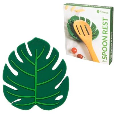 Fisura Originele lepelhouder in bladvorm "monstera heerlijk". Siliconen lepelsteun. Groene gebruiksvoorwerpenhouder. 11,5 x 11,5 cm Fisura Originele lepelhouder in bladvorm "monstera heerlijk". Siliconen lepelsteun. Groene gebruiksvoorwerpenhouder. 11,5 x 11,5 cm