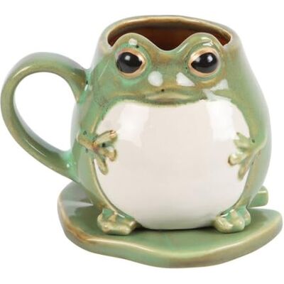 Something Different Wholesale Ongewone Lily Pad Kikker Cup en Onderzetter Set Something Different Wholesale Ongewone Lily Pad Kikker Cup en Onderzetter Set