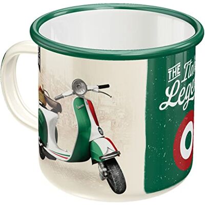 ART Retro emaille mok, 360 ml, Vespa Italian Legend cadeau-idee voor scooterfans, officieel gelicentieerd product (OLP), campingbeker, vintage design ART Retro emaille mok, 360 ml, Vespa Italian Legend cadeau-idee voor scooterfans, officieel gelicentieerd product (OLP), campingbeker, vintage design