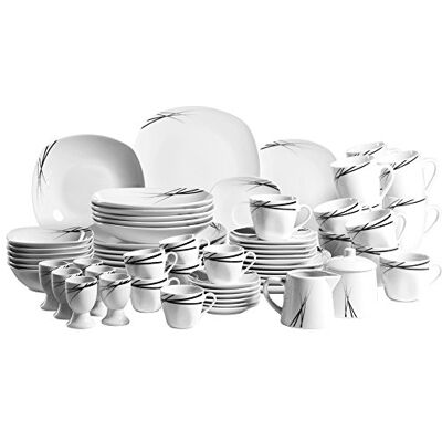 MÄSER Josef Domestic Serie Linea Nera 62-delig tafelservies voor 6 personen MÄSER Josef Domestic Serie Linea Nera 62-delig tafelservies voor 6 personen