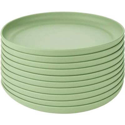 GRÄWE Linea Set van 10 kunststof borden Ø 18 cm, lichtgroen, onbreekbaar, vaatwasmachinebestendig tot 50 °C, magnetronbestendig, camping, picknick, outdoor GRÄWE Linea Set van 10 kunststof borden Ø 18 cm, lichtgroen, onbreekbaar, vaatwasmachinebestendig tot 50 °C, magnetronbestendig, camping, picknick, outdoor
