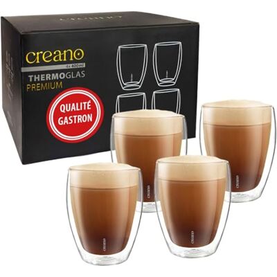 Creano Premium Dubbelwandige Glazen 400 ml Set van 4 Wereldwijd NIEUW Creano Premium Dubbelwandige Glazen 400 ml Set van 4 Wereldwijd NIEUW