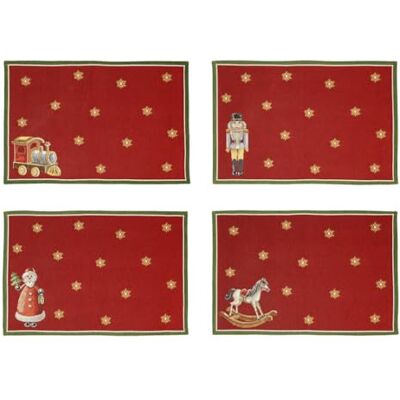 Villeroy & Boch Toy's Delight Goblin 4-delige tafelset voor verjaardag, meerkleurig, Kerstmis, placemat voor 4 personen, decoratie, kerstmotief, katoen, polyester Villeroy & Boch Toy's Delight Goblin 4-delige tafelset voor verjaardag, meerkleurig, Kerstmis, placemat voor 4 personen, decoratie, kerstmotief, katoen, polyester
