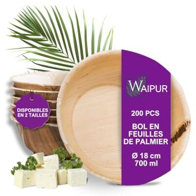 Waipur Palmbladeren kommen – 200 stuks 15 cm/500 ml – robuust en elegant Geraffineerd, licht en praktisch servies met unieke natuurlijke nerf duurzaam, plasticvrij, vergelijkbaar met bamboe en Waipur Palmbladeren kommen – 200 stuks 15 cm/500 ml – robuust en elegant Geraffineerd, licht en praktisch servies met unieke natuurlijke nerf duurzaam, plasticvrij, vergelijkbaar met bamboe en