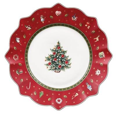 Villeroy & Boch Toy's Delight dessertbord, rood, wit, magnetronbestendig, klein dessertbord voor Kerstmis, kerstbord van porselein, servies, hoogwaardig porselein Villeroy & Boch Toy's Delight dessertbord, rood, wit, magnetronbestendig, klein dessertbord voor Kerstmis, kerstbord van porselein, servies, hoogwaardig porselein