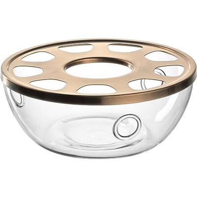 LEONARDO HOME Tè per Te 077393 Theelichtkoker van borosilicaatglas met metalen deksel, handgemaakt, hoogte 6,5 cm, diameter 15 cm, vaatwasmachinebestendig, 1 stuk LEONARDO HOME Tè per Te 077393 Theelichtkoker van borosilicaatglas met metalen deksel, handgemaakt, hoogte 6,5 cm, diameter 15 cm, vaatwasmachinebestendig, 1 stuk