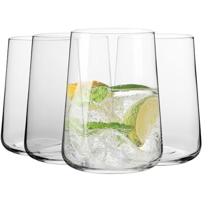 Krosno Waterglazen, 4 stuks, 490 ml, Infinity Collection Grote cocktailglazen, sap, smoothie, milkshake, tuimelaar, elegant glaswerk, loodvrij kristal, vaatwasmachinebestendig Krosno Waterglazen, 4 stuks, 490 ml, Infinity Collection Grote cocktailglazen, sap, smoothie, milkshake, tuimelaar, elegant glaswerk, loodvrij kristal, vaatwasmachinebestendig
