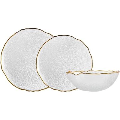 KARACA Milanda Tafelservies van glas voor 4 personen, 12-delig, goud transparant KARACA Milanda Tafelservies van glas voor 4 personen, 12-delig, goud transparant