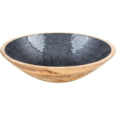 levandeo Kom 35 cm Mango Hout Grijs Parel Emaille Saladeschaal Decoratieve Serveerschaal Tafeldecoratie levandeo Kom 35 cm Mango Hout Grijs Parel Emaille Saladeschaal Decoratieve Serveerschaal Tafeldecoratie