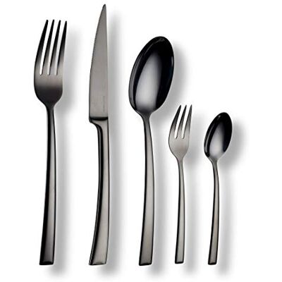 ECHTWERK Avelino/Shiny-Black Edition bestekset, 30-delig, voor 6 personen, roestvrij staal 18/10, glanzend, bestekset met opbergdoos, staal 18/10, zwart ECHTWERK Avelino/Shiny-Black Edition bestekset, 30-delig, voor 6 personen, roestvrij staal 18/10, glanzend, bestekset met opbergdoos, staal 18/10, zwart