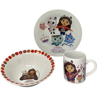 CARTOON Gabby's Dollhouse 3-delige keramische mok schaal schaal kinderservies servies set in verpakking CARTOON Gabby's Dollhouse 3-delige keramische mok schaal schaal kinderservies servies set in verpakking