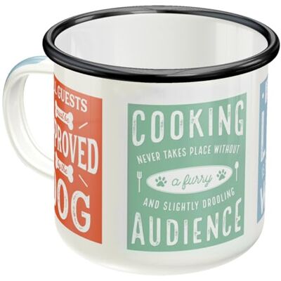 ART 43213 Retro emaille mok met pootplaat Dog Rules cadeau-idee voor kraaneigenaars, campingbeker, 360 ml ART 43213 Retro emaille mok met pootplaat Dog Rules cadeau-idee voor kraaneigenaars, campingbeker, 360 ml