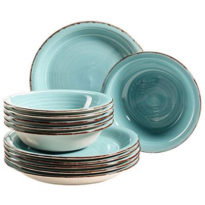 MÄSER Bel Tempo II Bordenset, 6 Personen, 12-Delig, Turquoise MÄSER Bel Tempo II Bordenset, 6 Personen, 12-Delig, Turquoise