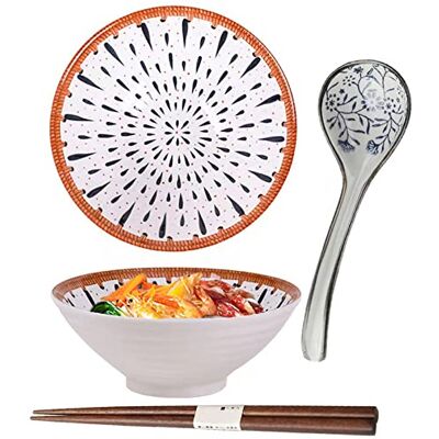 ZPPLD Porselein Ramenkom, Japanse Ramenkom, Granensoepkommen, Japanse keramische kom, keramische Ramenkom, Japanse Keramiek, Ramen kom met lepel, eetstokjes (C) ZPPLD Porselein Ramenkom, Japanse Ramenkom, Granensoepkommen, Japanse keramische kom, keramische Ramenkom, Japanse Keramiek, Ramen kom met lepel, eetstokjes (C)