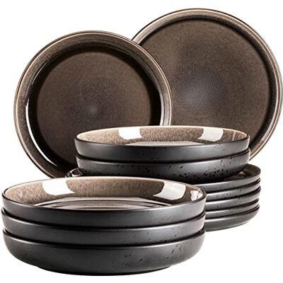 MÄSER Tafelservies, steengoed NIARA zwart/grijs MÄSER Tafelservies, steengoed NIARA zwart/grijs