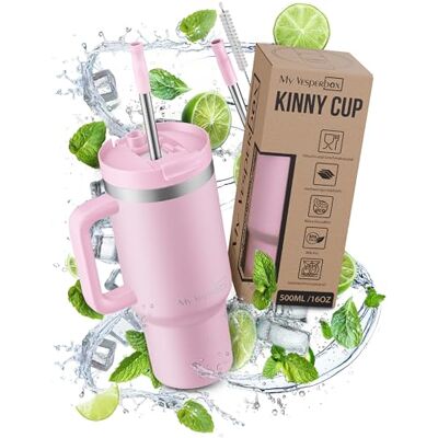 My Vesperbox Kinny Cup 500 Thermosbeker met rietje, 500, 950, 1200 ml, koffiemok to go, van roestvrij staal, BPA-vrij, melamine My Vesperbox Kinny Cup 500 Thermosbeker met rietje, 500, 950, 1200 ml, koffiemok to go, van roestvrij staal, BPA-vrij, melamine