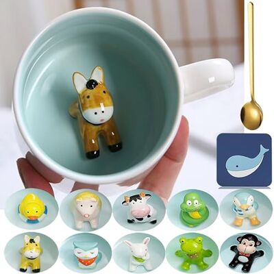 Arawat Mok met ezel, cadeau, 3D dieren, grappige keramische koffiemok, 350 ml, theekop met lepel en schotel, Kerstmis, schattig verjaardagscadeau voor vriend, jongen, vrouw of man Arawat Mok met ezel, cadeau, 3D dieren, grappige keramische koffiemok, 350 ml, theekop met lepel en schotel, Kerstmis, schattig verjaardagscadeau voor vriend, jongen, vrouw of man