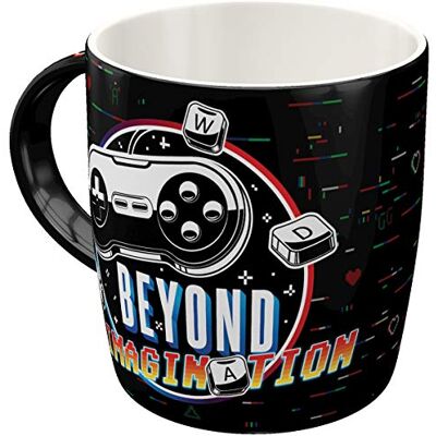 ART Gaming Beyond Imagination Retro koffiemok, 330 ml, cadeau-idee voor gamers, vintage keramische mok met spreuk ART Gaming Beyond Imagination Retro koffiemok, 330 ml, cadeau-idee voor gamers, vintage keramische mok met spreuk