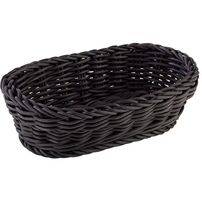 APS Ovale mand "Profi Line", gevlochten mand van polypropyleen, afmetingen: 19 x 12 cm, hoogte 6 cm, kleur: zwart APS Ovale mand "Profi Line", gevlochten mand van polypropyleen, afmetingen: 19 x 12 cm, hoogte 6 cm, kleur: zwart