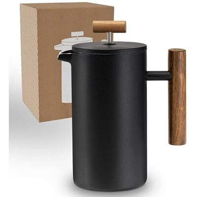 LAMBDA COFFEE ® French Press Thermo, 0,6 liter, 3 kopjes, 3 maten, dubbelwandig: houdt lang warm LAMBDA COFFEE ® French Press Thermo, 0,6 liter, 3 kopjes, 3 maten, dubbelwandig: houdt lang warm