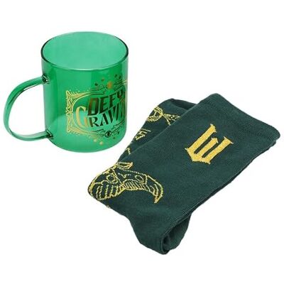 Paladone Wicked Movie Glazen mok en sokken officieel gelicentieerd Disney-cadeau voor boze fans, groen getinte Defy Gravity-mok en Emerald City comfortabele sokken Paladone Wicked Movie Glazen mok en sokken officieel gelicentieerd Disney-cadeau voor boze fans, groen getinte Defy Gravity-mok en Emerald City comfortabele sokken
