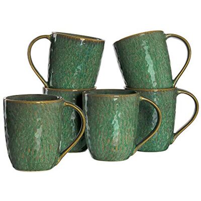 LEONARDO HOME Matera 018543 keramische bekers, groen, 6 stuks LEONARDO HOME Matera 018543 keramische bekers, groen, 6 stuks