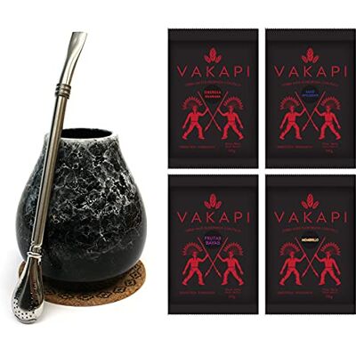 Mate Green Maté bekerset, theestarterset, Marmol Dark keramische mok, 350 ml, roestvrijstalen bombilla, Vakapi Maté thee uit Paraguay, alternatief voor koffie, sterke stimulatie, Mate Green Maté bekerset, theestarterset, Marmol Dark keramische mok, 350 ml, roestvrijstalen bombilla, Vakapi Maté thee uit Paraguay, alternatief voor koffie, sterke stimulatie,