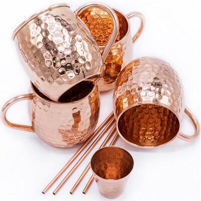 Gadgy Moscow Mule kopjes, koper, met maatbeker, 4 stuks Gadgy Moscow Mule kopjes, koper, met maatbeker, 4 stuks