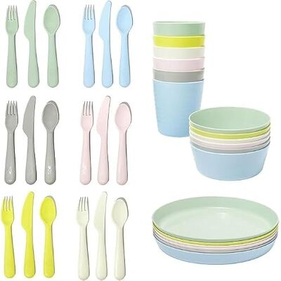 Ikea Kalas 6-delige set kommen en borden voor kinderen, pastelkleuren Ikea Kalas 6-delige set kommen en borden voor kinderen, pastelkleuren