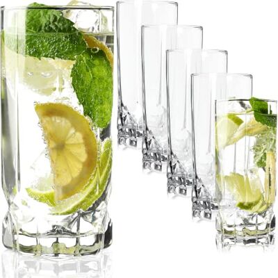 KADAX Set van 6 waterglazen, sapglazen van glas, glazen voor water, drank, sap, party, tuin, universele glazen, cocktailglazen, drankglazen, modern design, 325 ml, hoog KADAX Set van 6 waterglazen, sapglazen van glas, glazen voor water, drank, sap, party, tuin, universele glazen, cocktailglazen, drankglazen, modern design, 325 ml, hoog