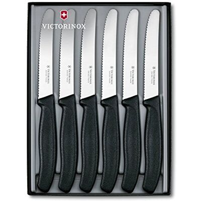 Victorinox SwissClassic Tafelmessen van roestvrij staal, zwart, 6 stuks Victorinox SwissClassic Tafelmessen van roestvrij staal, zwart, 6 stuks