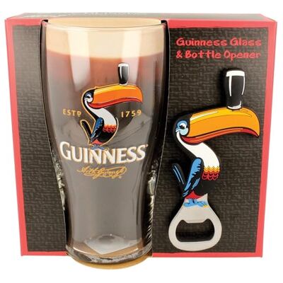 GUINNESS THE 1759 Shamrock Gift Company Guinness Toekan Pinte Bierglas & flesopener GUINNESS THE 1759 Shamrock Gift Company Guinness Toekan Pinte Bierglas & flesopener