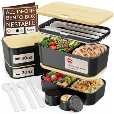 Umami Bento-lunchbox, bestaande uit 4 bestek van hout en 2 waterdichte sausbakken, luchtdichte lunchbox met vak, lunchbox is magnetrongeschikt en vaatwasmachinebestendig, Bento-box, Japans cadeau voor Valentijnsdag Umami Bento-lunchbox, bestaande uit 4 bestek van hout en 2 waterdichte sausbakken, luchtdichte lunchbox met vak, lunchbox is magnetrongeschikt en vaatwasmachinebestendig, Bento-box, Japans cadeau voor Valentijnsdag