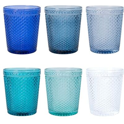 Tivoli Set van 6 waterglazen 300 ml van glas, oppervlak met diamant-effect, Honey Ocean Tivoli Set van 6 waterglazen 300 ml van glas, oppervlak met diamant-effect, Honey Ocean
