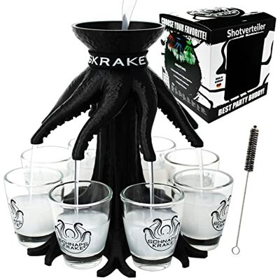 Schnapskrake ® Het origineel drankdispenser voor 8 personen Made in Germany dispenser kan kan kan (zwart, glazen) Schnapskrake ® Het origineel drankdispenser voor 8 personen Made in Germany dispenser kan kan kan (zwart, glazen)