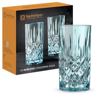 Nachtmann Noblesse 105710 Longdrinkglas, kristalglas, 395 ml, blauw, 2 stuks Nachtmann Noblesse 105710 Longdrinkglas, kristalglas, 395 ml, blauw, 2 stuks